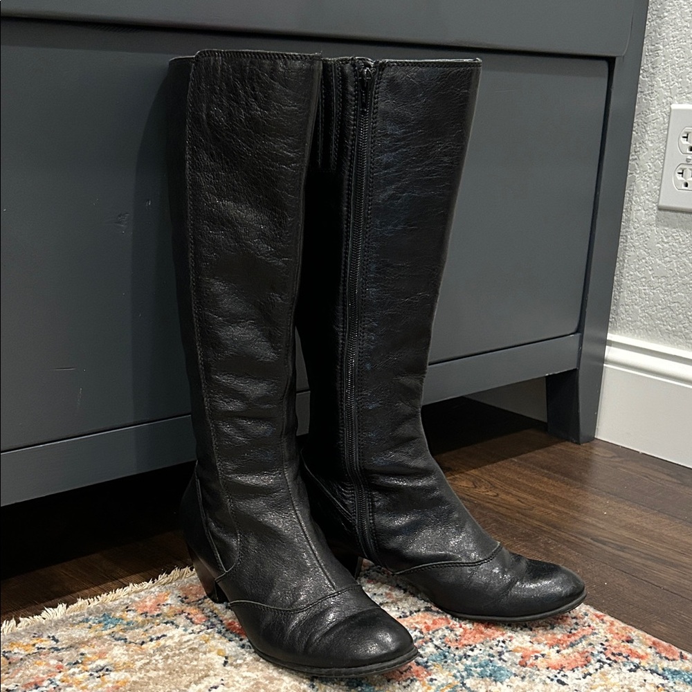 Genuine Leather Tall Black Boots BOC size 8.5